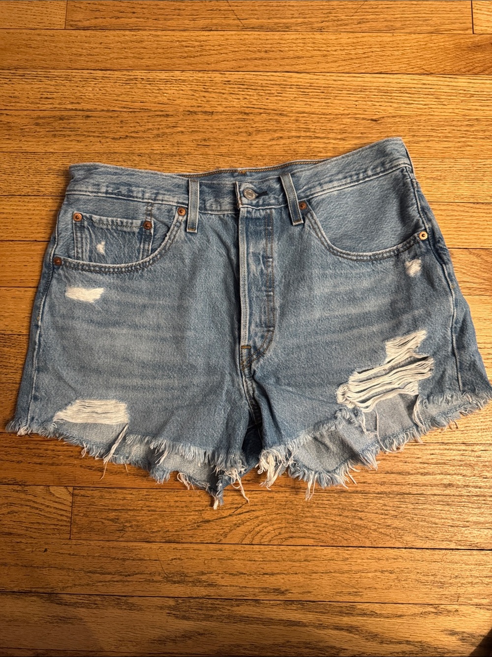 Levi's Light Blue Distressed Cutoff Denim Shorts